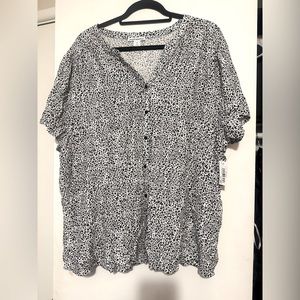 Button up Black and White Leopard Blouse - Amazon Essentials - XXL